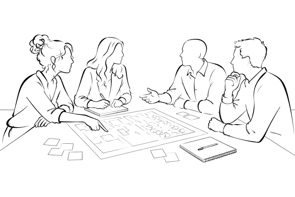 Illustratie van het ontwikkelen van een participatiestrategie voor een ruimtelijk project.
